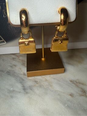 Vintage Celine Gold-Plated Mini Purse Clip-On Earrings 👜